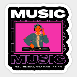 Retro Music - Music Lover Design Sticker